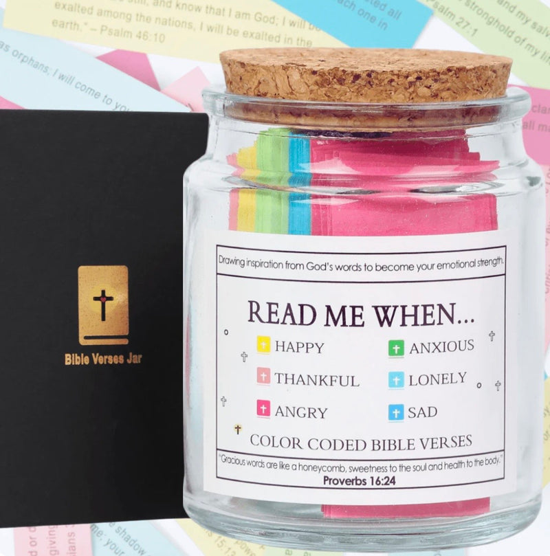 Handmade 90 Day Bible Verses Jar (Comes With Christian Gift Box)