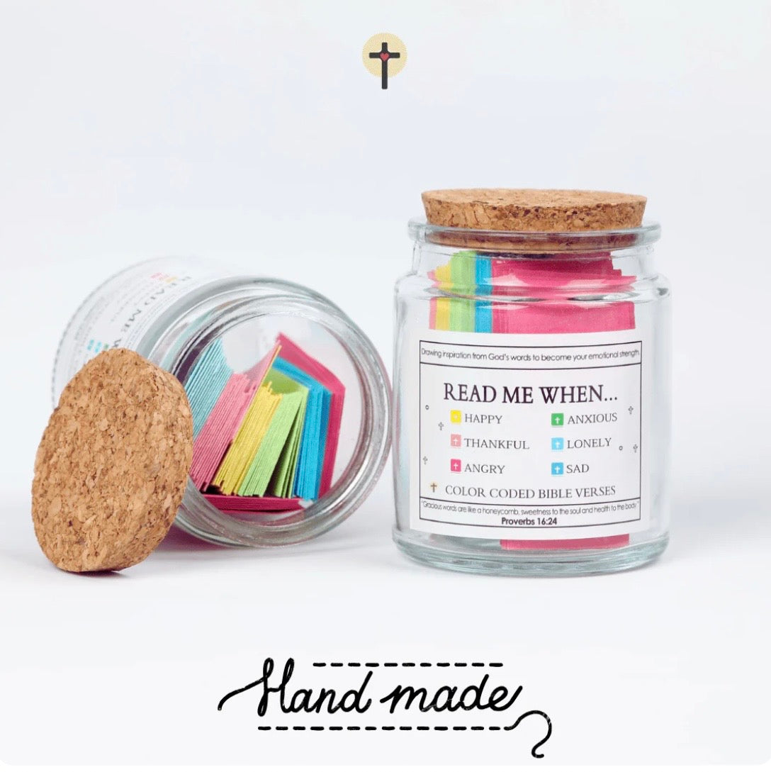 Handmade 90 Day Bible Verses Jar (Comes With Christian Gift Box)