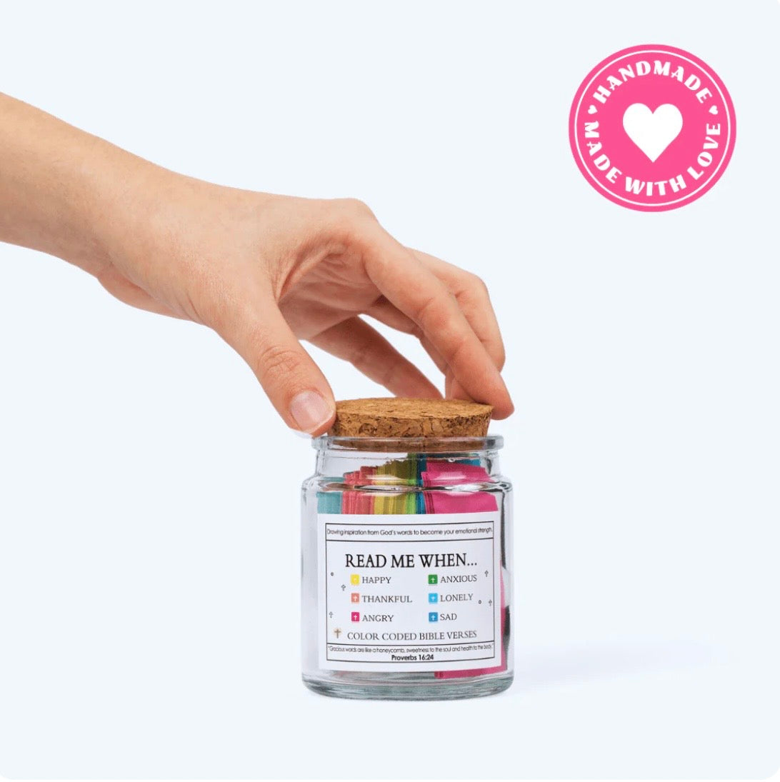 Handmade 90 Day Bible Verses Jar (Comes With Christian Gift Box)